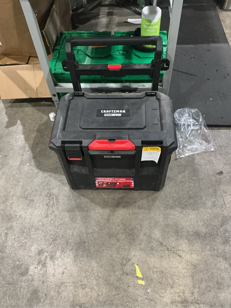Condition photo showing As Is for craftsman tradestack 22.5-in w x 23.625-in h x 18-in d black structural foam rolling tool box