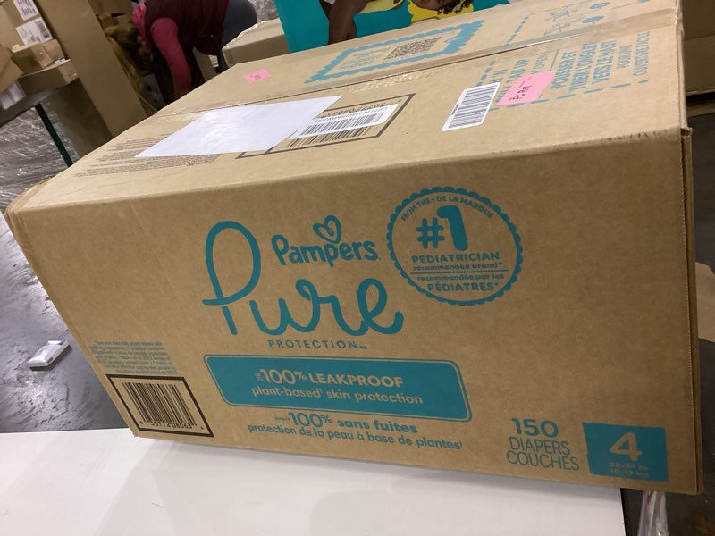 Condition photo showing New/Like New for Pampers Pure Protection Baby Diapers, Size 4, 150 Count, Up to 100% Leakproof, Premium Plant-based Skin Protection, Hypoallergenic Soft Diapers Size 4 150