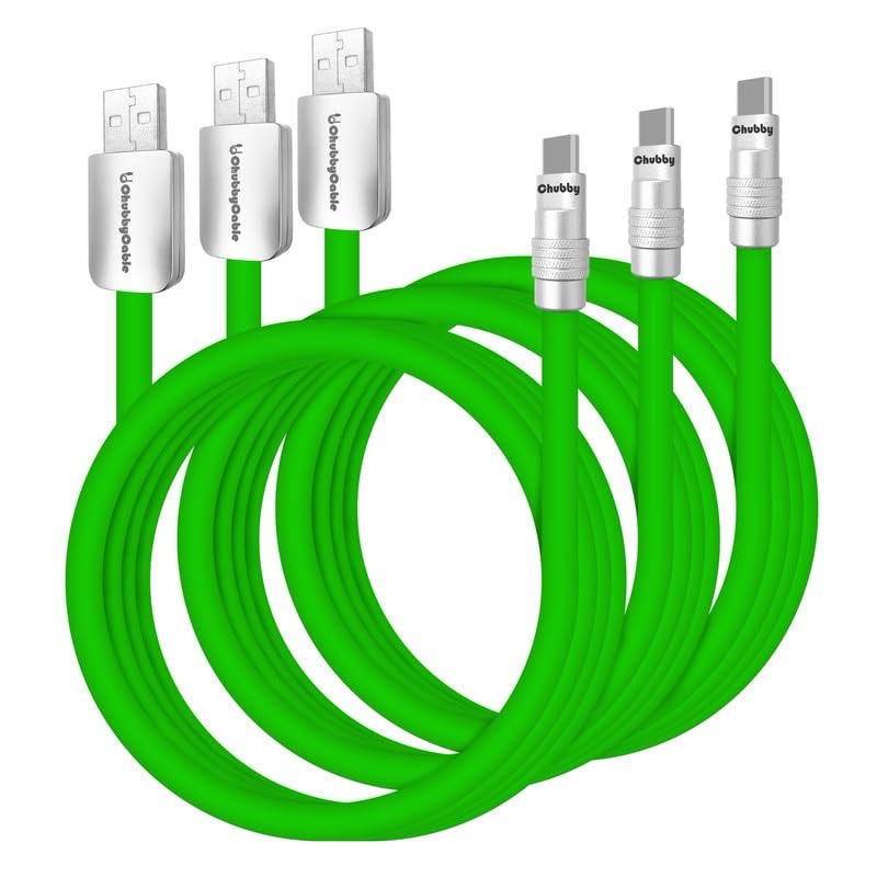 chubbycable 3-Pack 240W USB C Fast Charging Cable Green Type C Charger Cable Extra Thick Data Transf