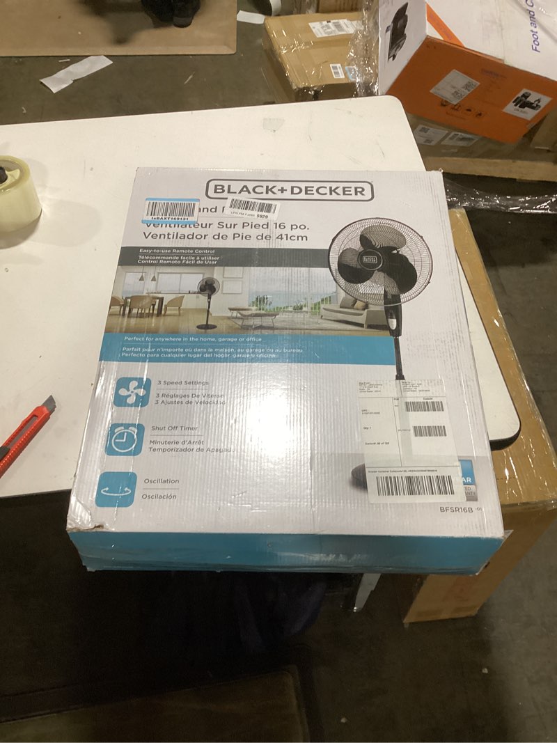 Condition photo showing Good Condition for BLACK+DECKER 16 Inches Stand Fan with Pedestal Base, Height Adjustable Pedestal Fan with Remote and 
