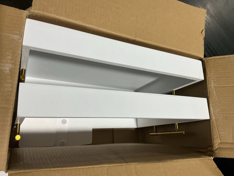 Condition photo showing Good Condition for Juvale Ottoman Tray with Coasters & Interchangeable Gold & Silver Handles - 15.7" x 11.8" x 3.1" - White Rustic Wood Rectangular - Coffee Table Tray for Serving & Decorative Accents