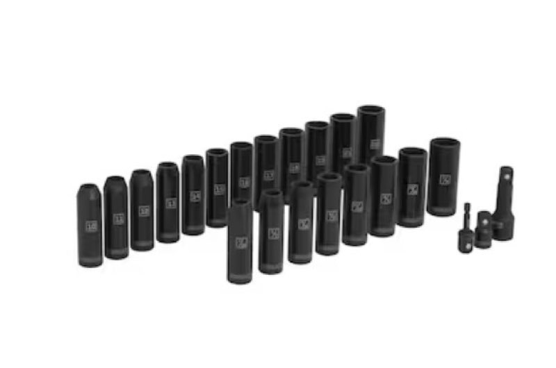 kobalt 23 -piece standard (sae) and metric 1/2-in drive set 6-point impact socket set
