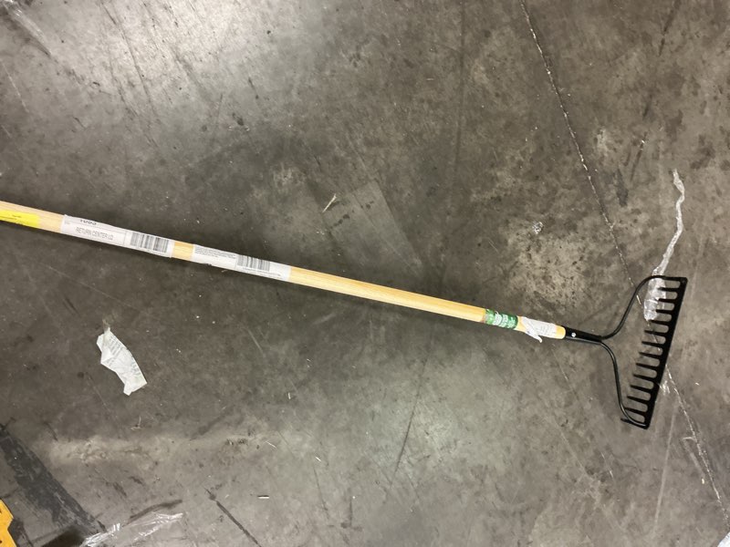 Condition photo showing As Is for expert gardener wood bow rake