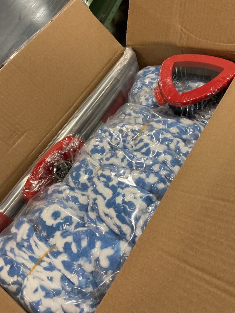 Condition photo showing New/Like New for spin mop replacement set for o-ceda rinseclean 2-tank system, 16 microfiber spin mops refills,1 scrubber head,1 triangle spin base,and(31-63in) adjustable handle set combo blue-16p