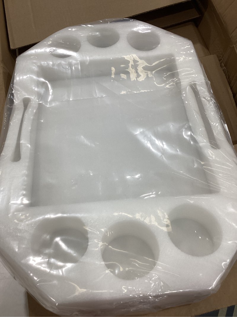 Condition photo showing Good Condition for qinyoung large floating drink holder, white floating refreshment table tray compartment, portable pool tray for swimming pool accessories hot tub beach and party decor(hexagonal six hole)