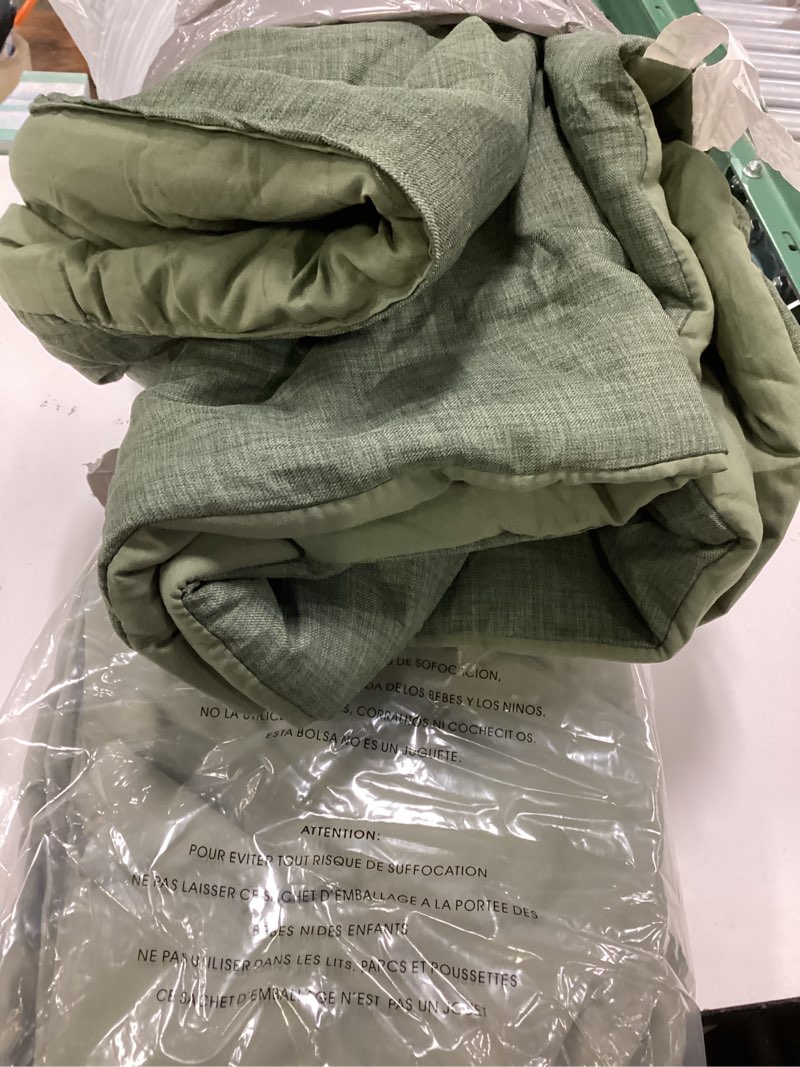 Condition photo showing As Is for wrensonge twin xl comforter set, 5-piece olive green bedding collection with sheets and pillowcases olive green twin xl(66"*90")