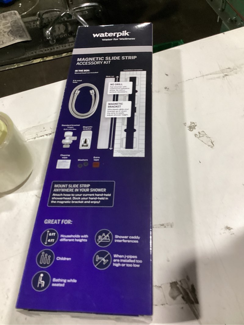 Condition photo showing New/Like New for waterpik magnetic slide strip accessory kit, chrome - for handheld shower heads (not included) - height adjustable