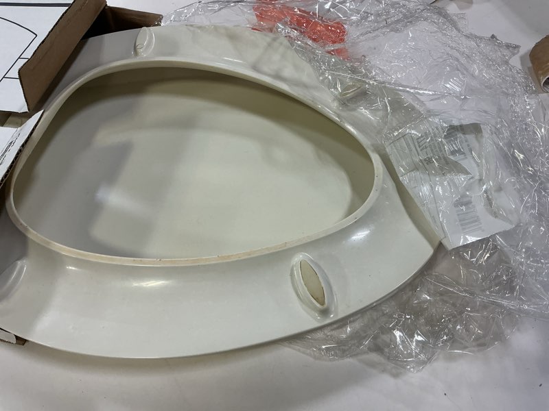 Condition photo showing As Is for KOHLER K-4774-96 Brevia Elongated Toilet Seat with Quick-Release Hinges And Quick-Attach Hardware For Easy Clean, Biscuit Elongated Biscuit