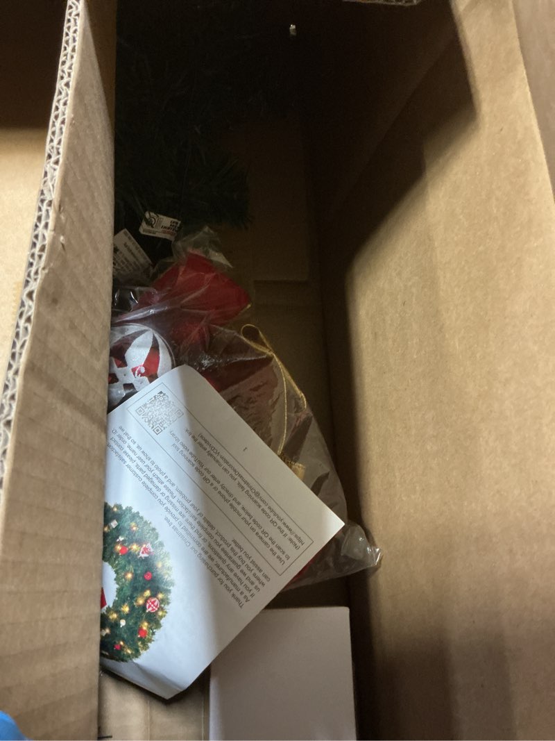 Condition photo showing Good Condition for VINGLI Pre-lit Artificial Christmas Wreath for Front Door, Windows, Green Christmas Wreath Decoratio