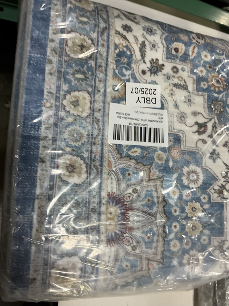 Condition photo showing New/Like New for dexi kitchen floor mats 3 pieces non slip, washable runner rugs absorbent,thin standing carpet soft comfort for sink hallway entryway laundry room boho decor, blue 24" x 36" + 24" x 60" + 24" x 84" blue