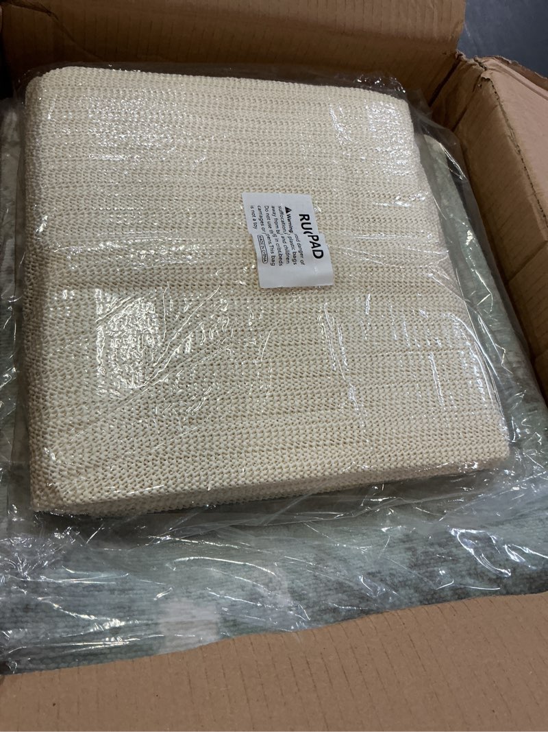 Condition photo showing Good Condition for genimo no crease non slip 6x9 area rugs for living room, craft woven modern rug, soft floor carpet, single-piece rugs for bedroom, dining room, office, green gray 6' x 9' (rectangular) green gray
