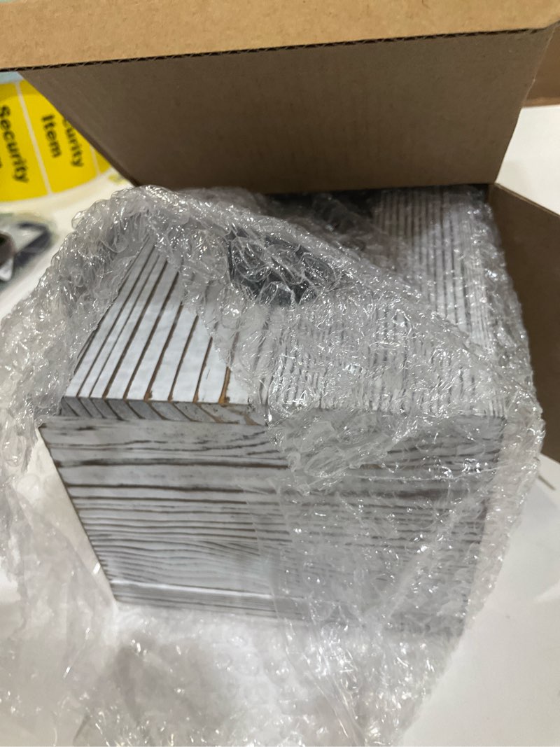 Condition photo showing Good Condition for Whitewashed Tissue Box Cover Rectangle for 120 160 Count - Wooden Rectangular Tissue Box Holder - Decorative Facial Tissue Box Cover for Tabletop Night Stands Bathroom Office Rustic White