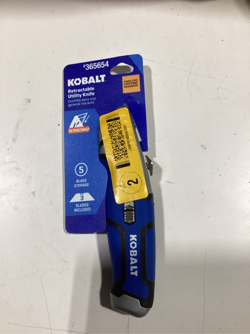 Condition photo showing New/Like New for Kobalt Blue 3/4-in 3 -Blade Retractable Utility Knife with On Tool Blade Storage