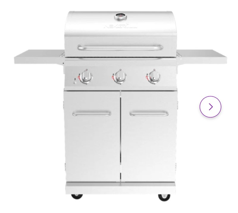 Nexgrill Stainless Steel 3-Burner Propane Gas Grill with Foldable Side Shelves Incomplete 