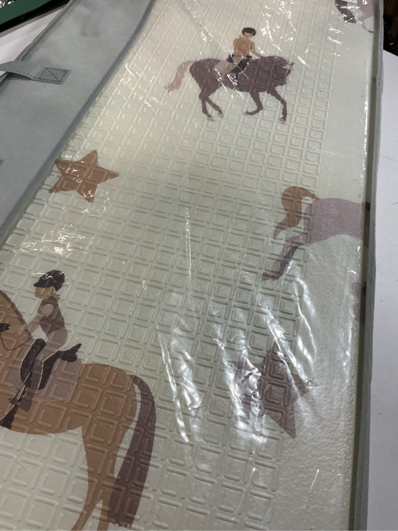 Condition photo showing Good Condition for 79x71 Foldable Baby Play Mat for Floor, Extra Large Reversible Foam Play Mat for Babies 6-12 Months, Waterproof Portable Foam PlayMat for Tummy Time for Toddler - Elephant and Hearts