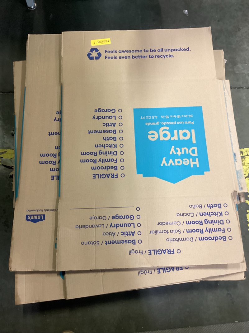 Condition photo showing Good Condition for 6 lowe's 24-in w x 18-in h x 18-in d heavy duty large heavy duty cardboard moving box with handle holes