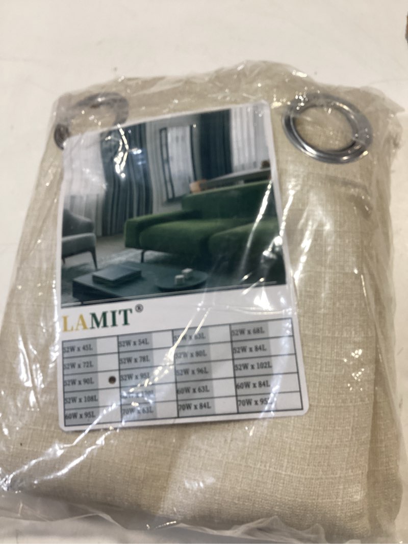 Condition photo showing Good Condition for lamit light beige linen textured curtains for bedroom, grommet thermal insulated thick burlap curtains noise reducing window treatment drapes for living room/kitchen, set of 2 panels, w52 x l90 52"w x 90"l (pack of 2) light beige