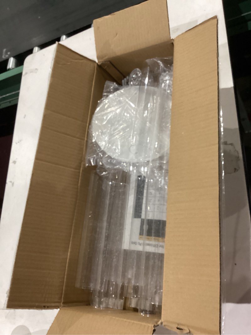 Condition photo showing As Is for 2 Set 5 Arms 34.6'' Acrylic Candelabra Centerpieces for Wedding Table Decorations,Clear 5 Arms Candlesticks Holder with Acrylic Shade for Valentine's Day Dinner Party Fireplace Gift Fit LED Candle