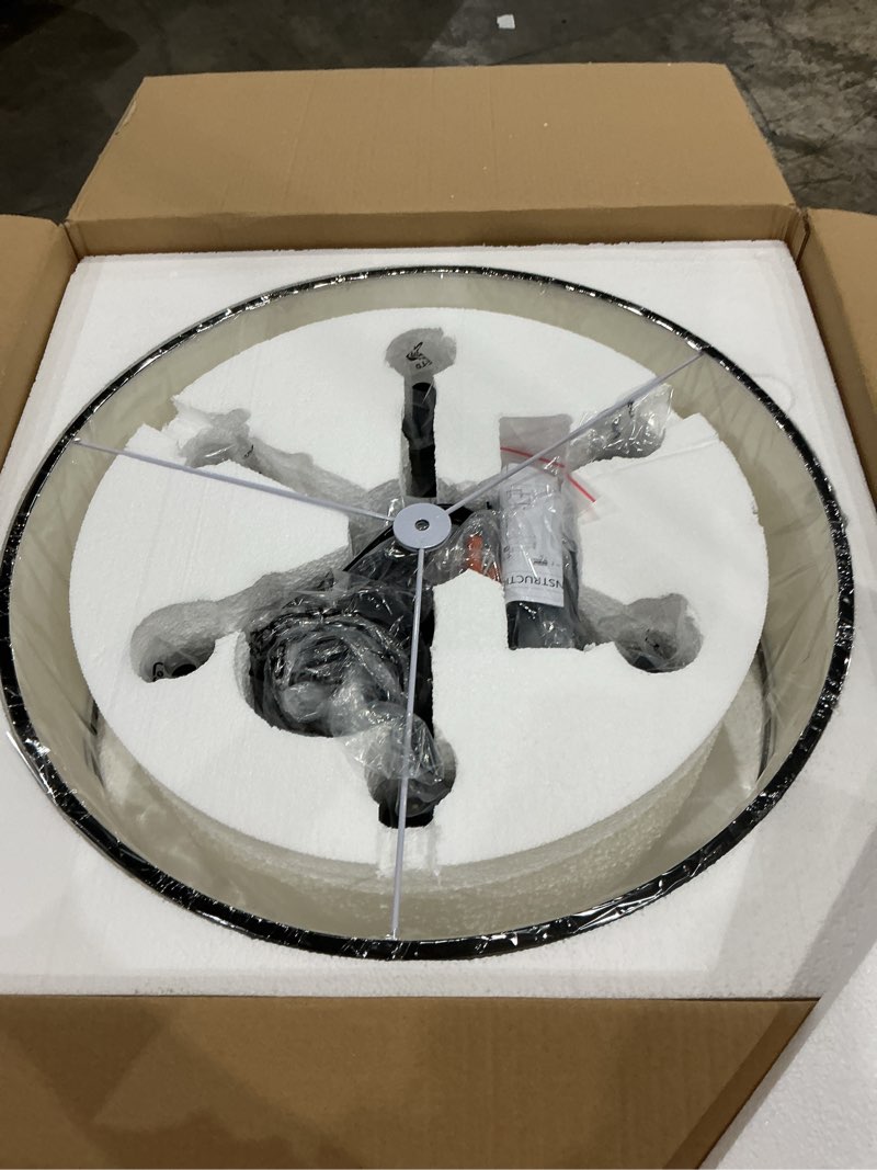 Condition photo showing Good Condition for 24" 6-light drum chandelier, modern large drum pendant light fixtures with white shade, black chandelier hanging ceiling light for dining room living room foyer kitchen entryway, adjustable height