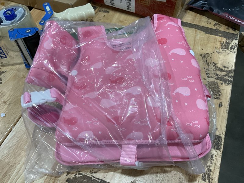 Condition photo showing Good Condition for toddler swim vest, toddler floaties fit , swim vest for toddlers learning to swim, puddle kids jumper with adjustable strap, swim jacket arm floaties for baby boys girls 1-2 years old pink small-for kids