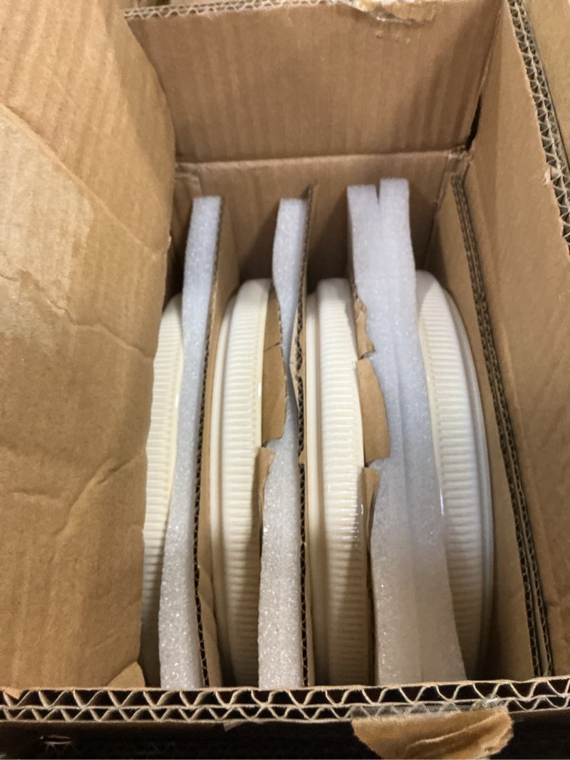 Condition photo showing New/Like New for TheTerra Ceramic Dinnerware Sets for 8, 24 Pieces Porcelain Lightweight Plates and Bowls Sets, Scratch Resistant Dish Set, Oven & Microwave & Dishwasher Safe, Reactive White Reactive White Service for 8