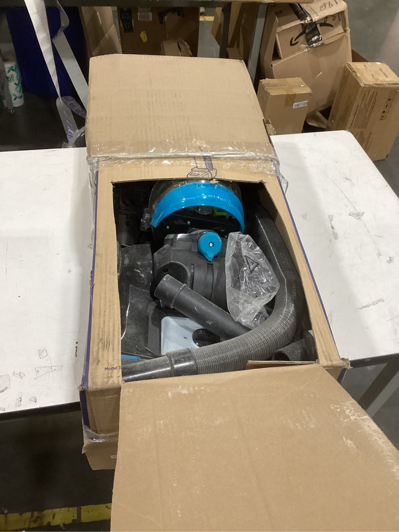 Condition photo showing As Is for bissell 2254 cleanview swivel rewind pet upright bagless vacuum, automatic cord rewind, swivel steering, powerful pet hair pickup, specialized pet tools, large capacity dirt tank, teal
