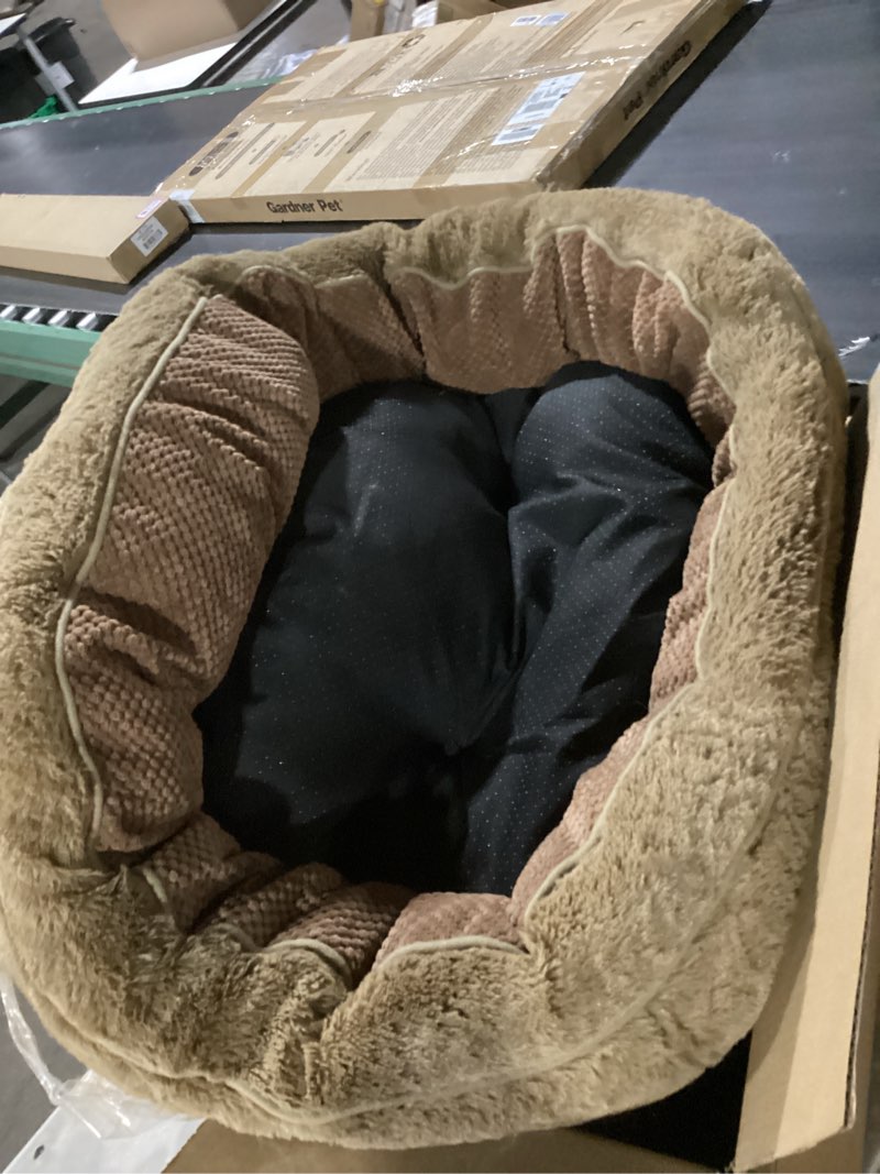 Condition photo showing Good Condition for Similar  to photo Dog & Cat Bed for Indoor Cats, 24in Calming Donut Pillow mat for Puppy and Kitten, Washable Cooling Round Fluffy Pet Nest for Small Medium Dogs and Cats, Brown Medium Brown