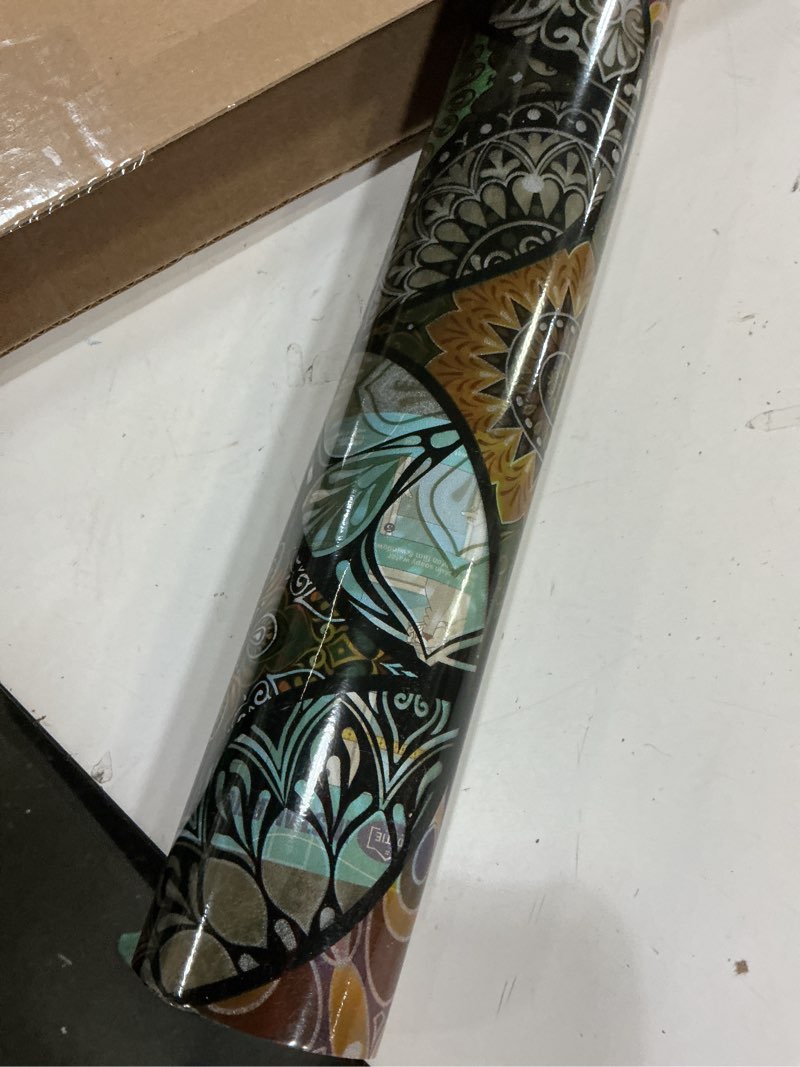 Condition photo showing As Is for dktie static cling decorative window film with installation tools non adhesive privacy film stained glass window film for bathroom shower door heat cotrol anti uv 35.4 x 78.7 inch yellow 35.4" x 78.7" (with tools)