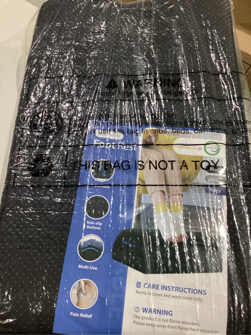 Condition photo showing Good Condition for BlissTrends Foot Rest for Under Desk at Work-Versatile Foot Stool with Washable Cover-Comfortable Footrest with 2 Adjustable Heights for Car,Home and Office to Relieve Back,Lumbar,Knee Pain-Black