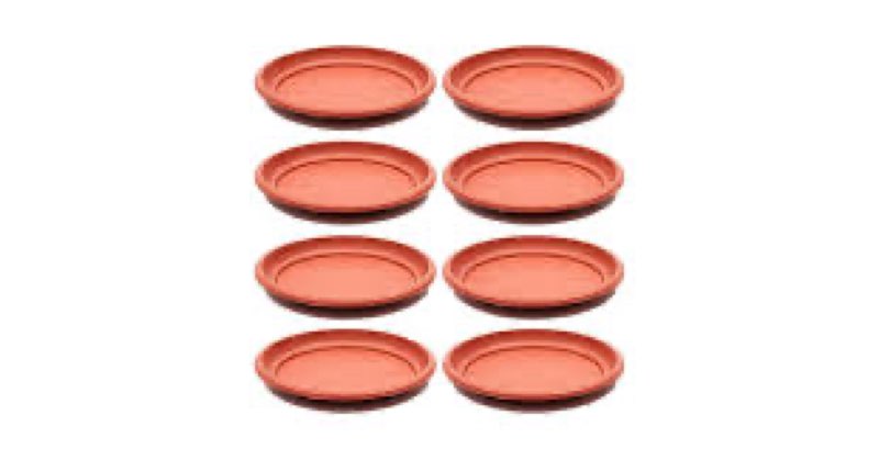 juvale saucers for potted plants - 12-inch round, terra cotta plastic, 8-pack - plant saucer & pot d