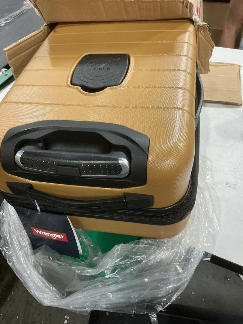 Condition photo showing Good Condition for wrangler smart luggage set with cup holder and usb port, wood thrush, 2 piece