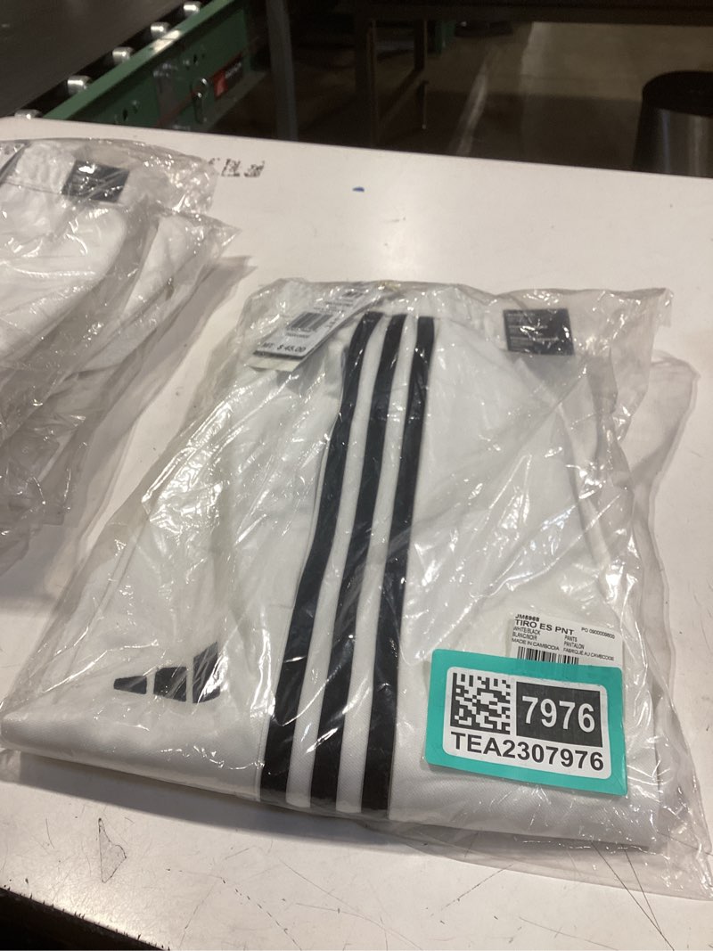 Condition photo showing New/Like New for adidas mens tiro 25 essentials training pants medium tall white/black