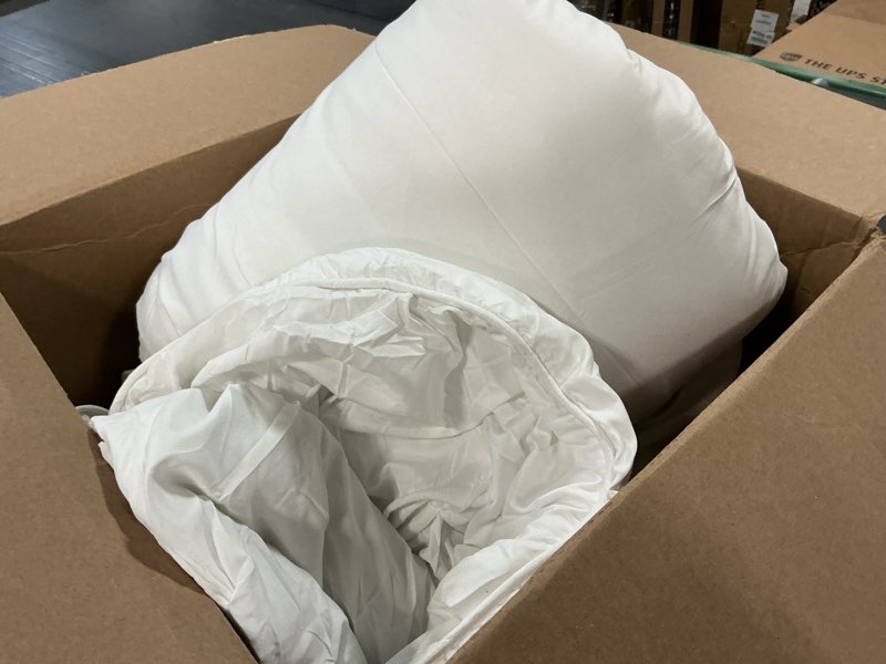 Condition photo showing As Is for (Similar to stock photo) weigelia Queen Comforter Set White Comforter Boho Solid Color Bedding for All Season Soft Lightweight Microfiber 3PCS Reversible Comforter Set (1 Comforter, 2 Pillowcases) Queen White