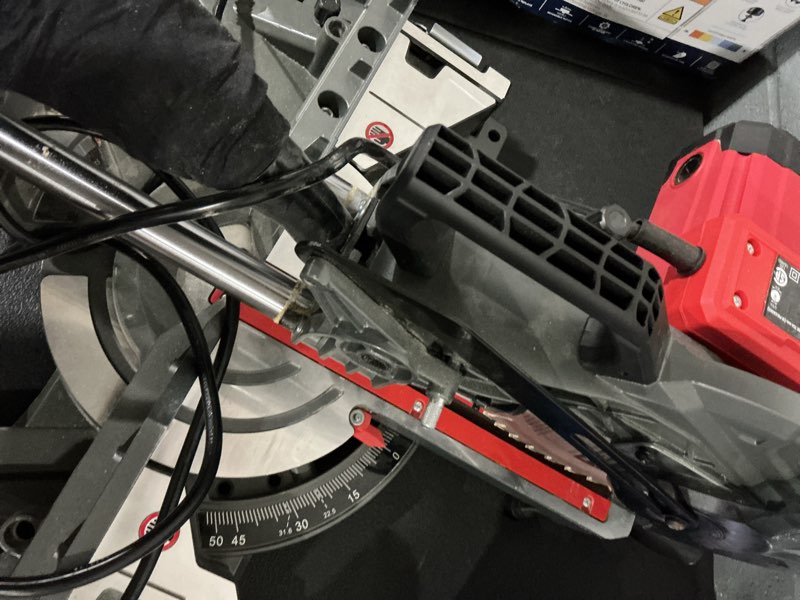 Condition photo showing As Is for craftsman 10-in 15-amp single bevel sliding corded miter saw