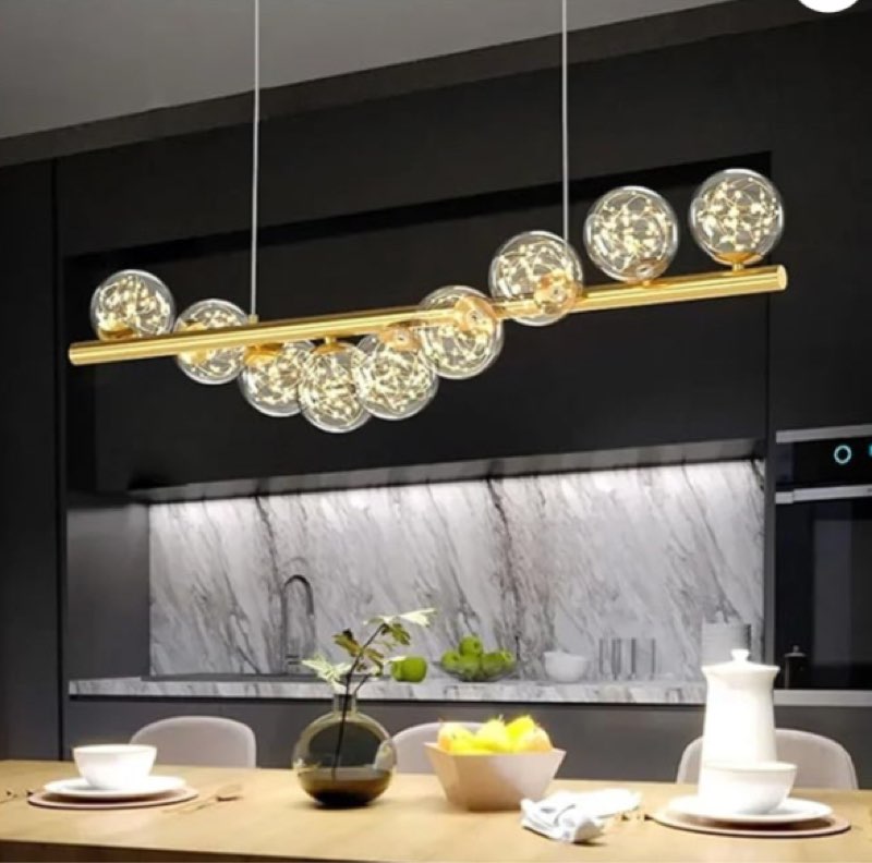 Long Glass Ball Ceiling Chandelier Gold Compatible with Bar Table Dining Room Kitchen Island Pendant Lights Home Decor Luster Fixture,Chandelier