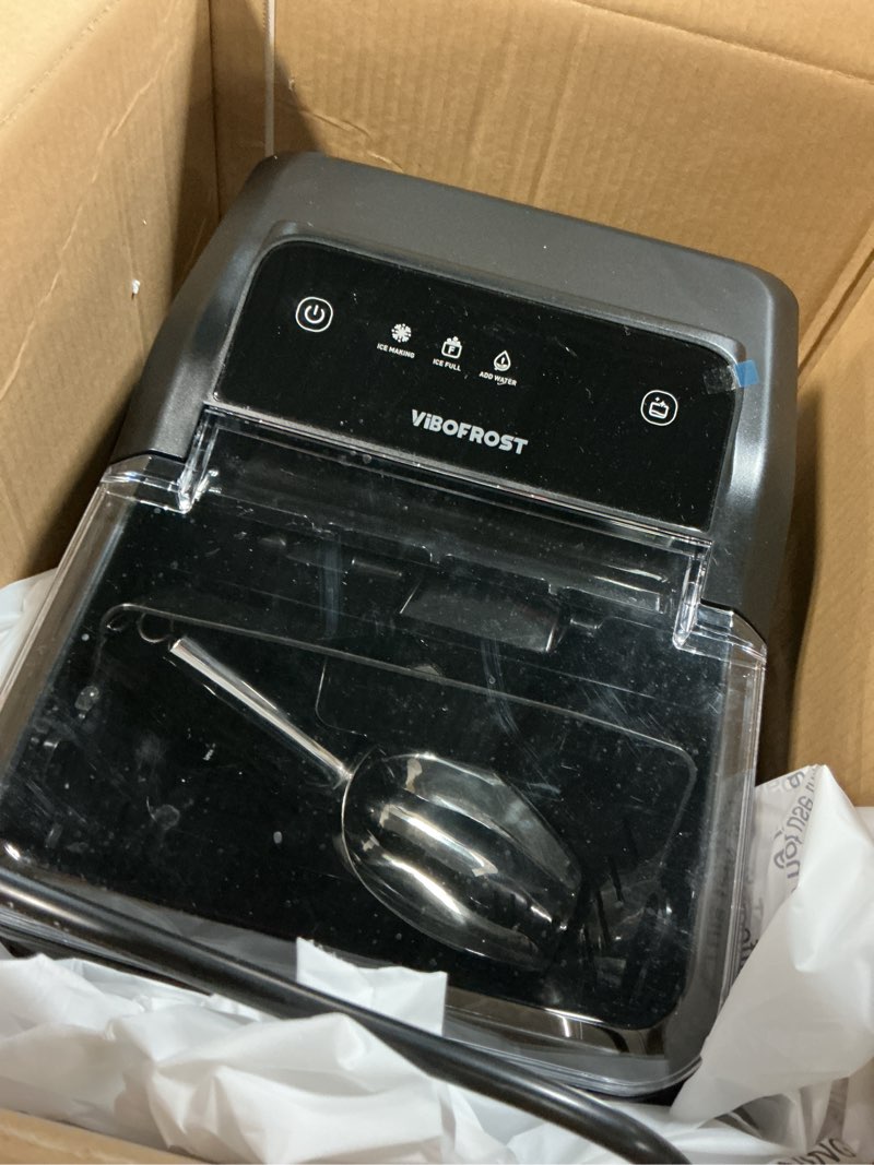 Condition photo showing As Is for Nugget Ice Maker Countertop, 35lbs/24H Sonic & Chewable Pellet Ice, Portable Crushed Ice Machine, Self-Cleaning Anti-Scale System, 10 Cleaning Packets, Quiet Operation, Stainless Steel Black