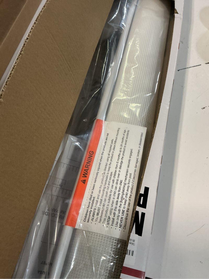Condition photo showing Good Condition for reinforced 42” tall x 100” extra wide retractable baby gate for large openings tall baby gates for dogs pet gate with rods to prevent crawling through, extra wide mesh dog gate, white white reinforced 42" tall x 100" wide