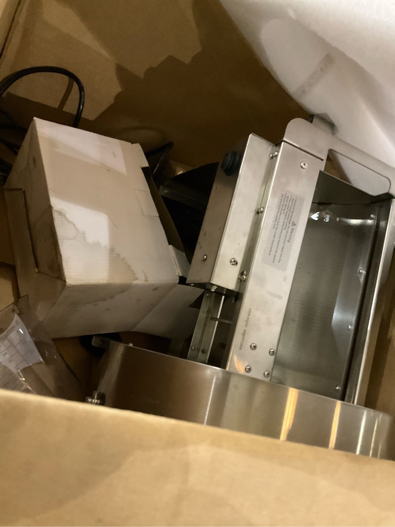 Condition photo showing As Is for Electric Vegetable Slicer Commercial Fruit Slicer Machine Tomato er 0-10mm Thickness Adjustable Stainless Steel for Lemon Potato Onion Tomato