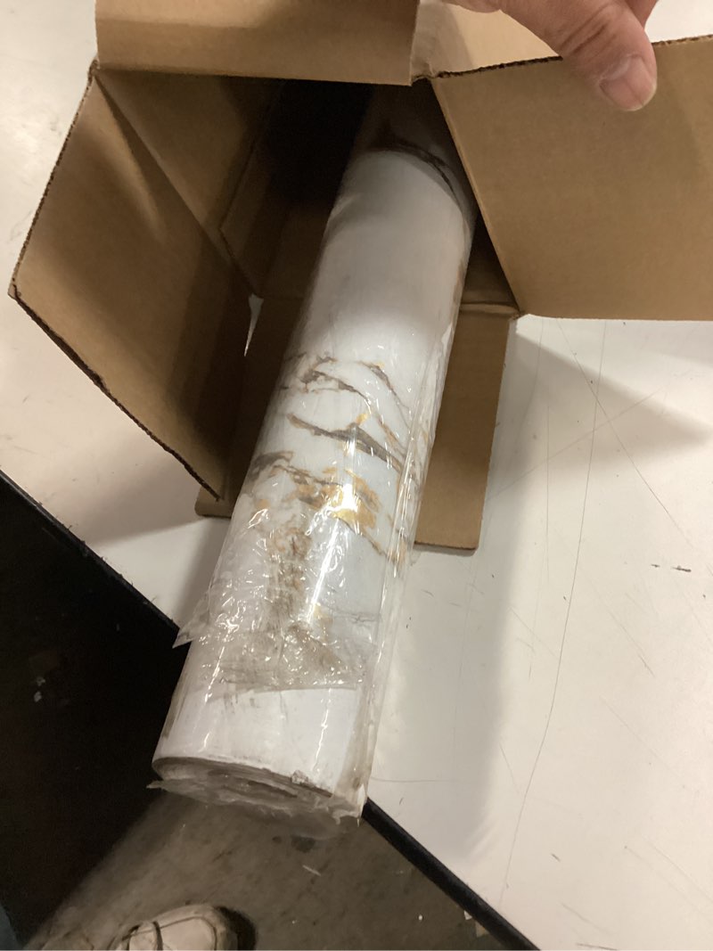 Condition photo showing Good Condition for White Gold Marble Granite Contact Paper Kitchen Countertop peel and stick heat resistant wall paper 394x48inch widen Counter top Vinyl Wrap Waterproof Bathroom Wallpaper Carbon Rock Board wall sticker White Gold 48" x 394"