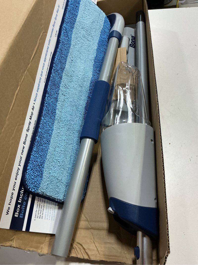 Condition photo showing As Is for bona spray mop air - includes multi-surface floor cleaner concentrate and microfiber pad - lemon mint scent - lightweight & compact mop