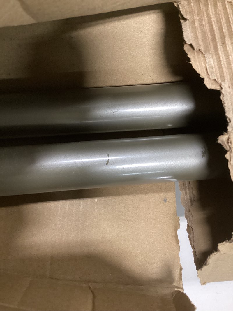 Condition photo showing As Is for KAMANINA 1 Inch Curtain Rod Telescoping Single Drapery Rod 72 to 144 Inches (6-12 Feet), Antique Silver Curtain Rods for Windows 69 to 140 Inches, Netted Texture Finials Antique Silver 72-144"