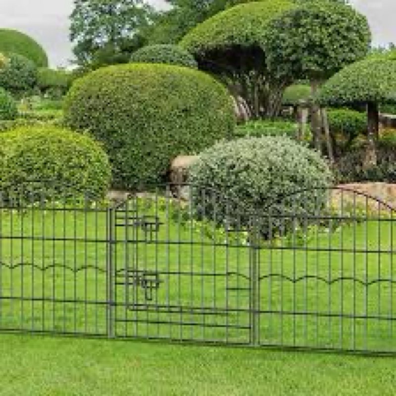 decorative garden fence 6 panels 12 ft (l)×24in (h) metal garden fences, no dig animal barrier fenci