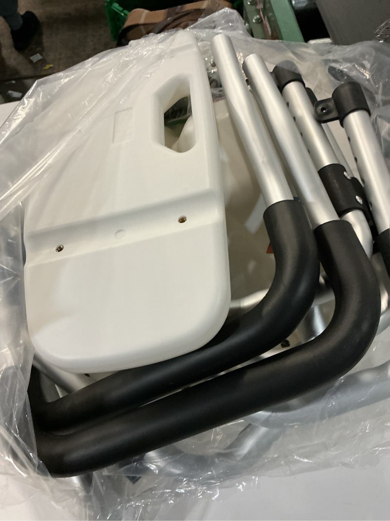 Condition photo showing As Is for Heavy Duty Shower Chair for Inside Shower 450lb U-shape Shower Seat with Arm and Back for Elderly and Disabled Adjustable Height Medical Bathtub Stool Private Clean for Women Seniors Handicap Black 450lb