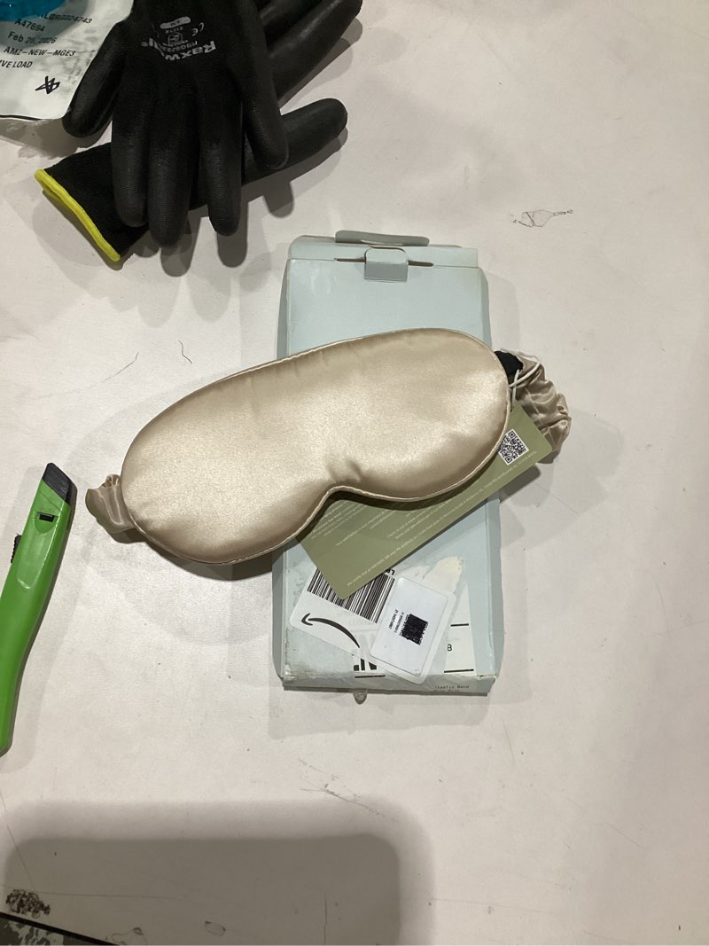 Condition photo showing New/Like New for MATASSE 100% Mulberry Silk Sleep Mask 22 Momme Grade 6A - 3D Contoured Eye Mask for Sleeping, 14mm Deep Eye Cups, Total Blackout Blindfold for Women Men, Adjustable Strap, Side Sleeper (Champagne)