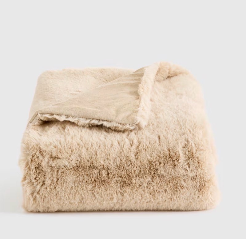 luxury faux fur throw, 60x80, champagne