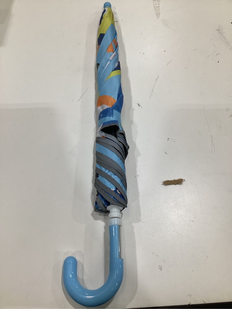Condition photo showing As Is for bluey stick umbrella with clamshell handle 21"", small, white