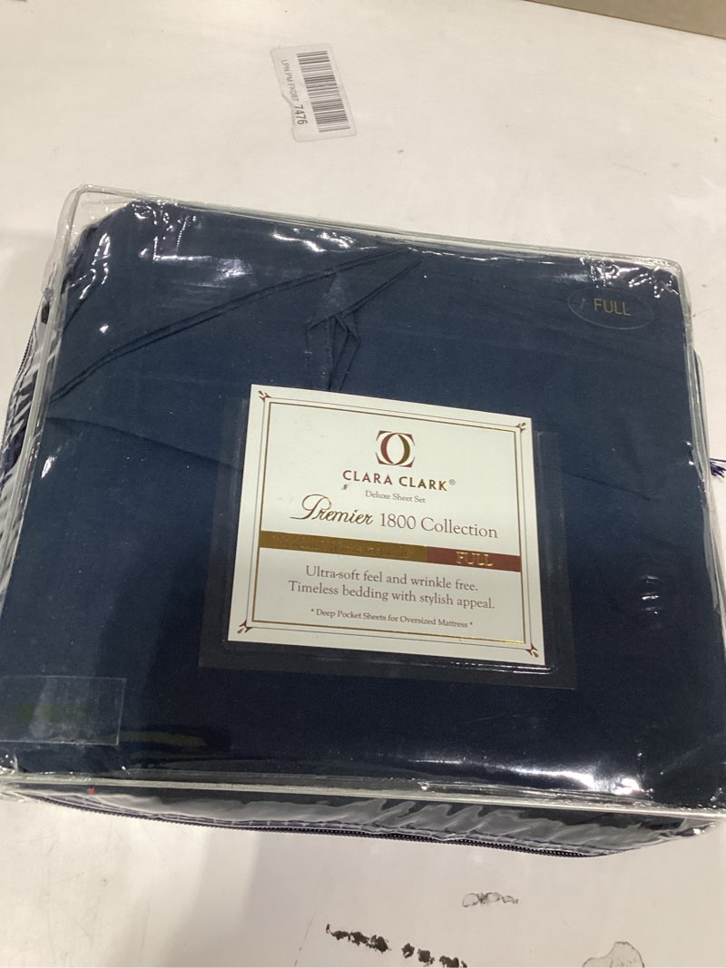 Condition photo showing Good Condition for Clara Clark Bed Sheets, Premier 1800 Series 4 Piece Bed Sheet Set, Deep Pocket, Wrinkle, Fade, Stain Resistant, Luxury Soft Bedding Sheets & Pillowcases, Full, Navy Blue Full Navy Blue