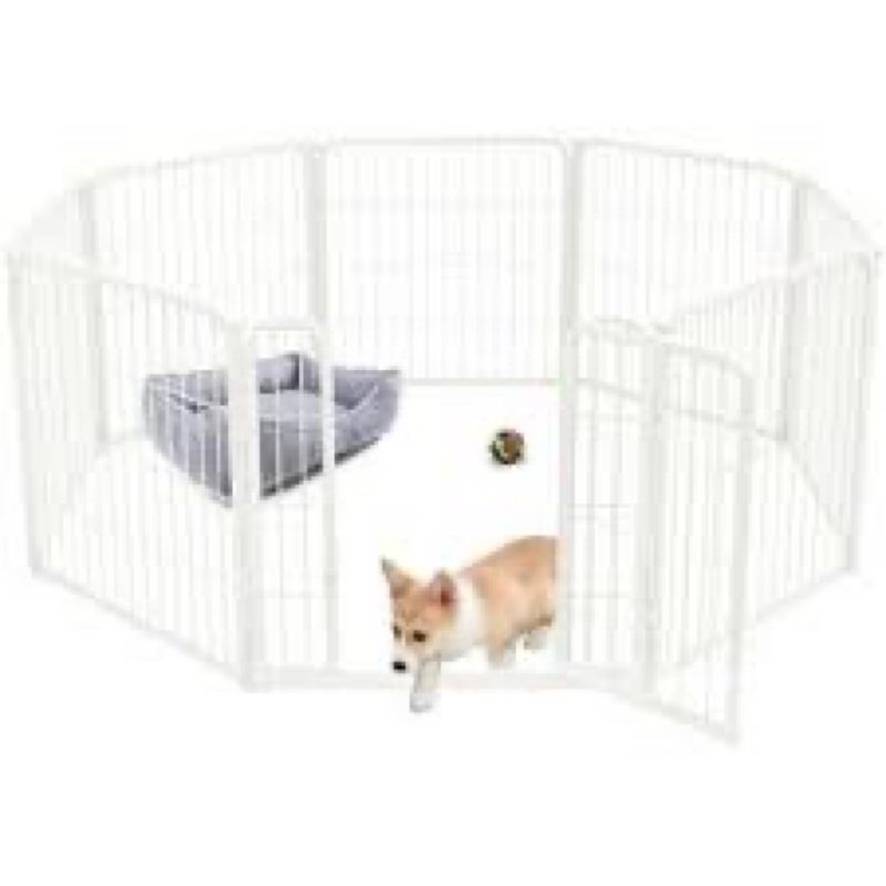 Clear Acrylic & Metal Dog Playpen Indoor - 24 Inch 8-Panel Pet Play Pen, Sturdy & Easy Cleaning, Tra