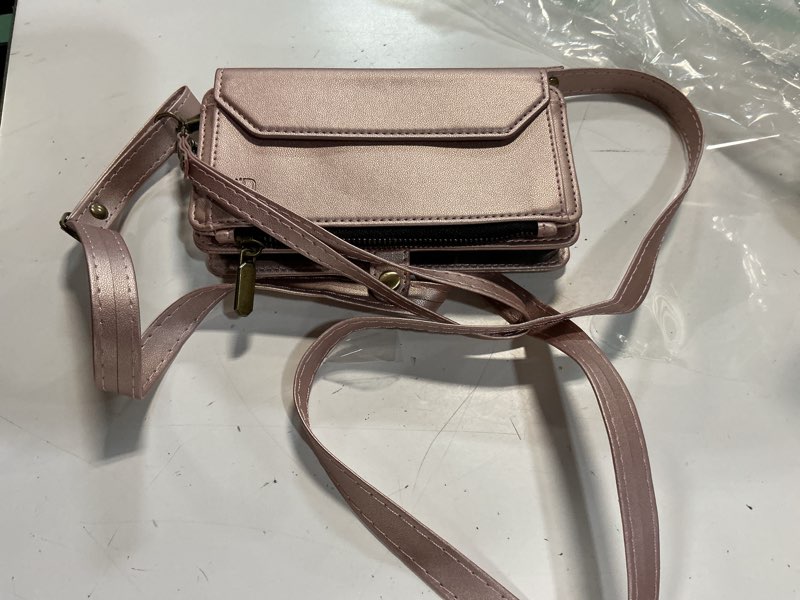 Condition photo showing Good Condition for strapurs for iphone 17 pro detachable wallet case compatible with magsafe, rfid blocking 9-card holder zipper wrist strap lanyard pu leather magnetic phone case for iphone 17 pro 6.3", rose gold iphone 17 pro - 6.3" (detachable with magsafe)-rose gold