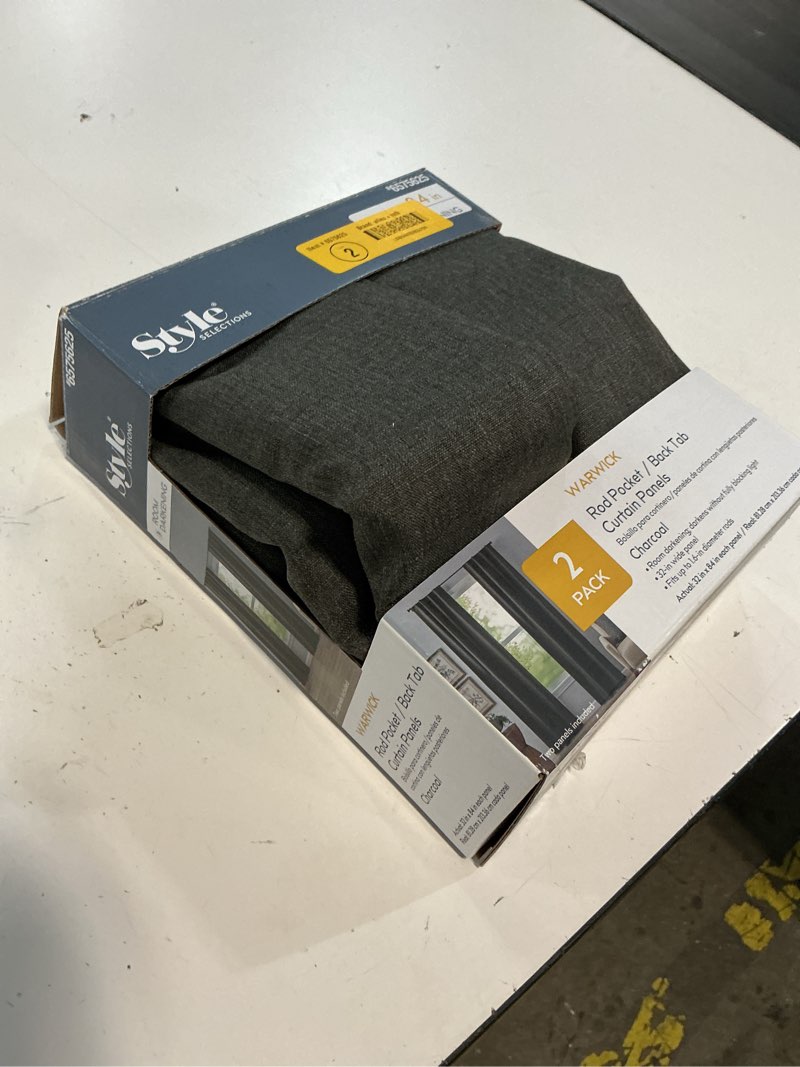 Condition photo showing New/Like New for allen + roth 84-in charcoal room darkening thermal lined back tab/pinch pleat/rod pocket